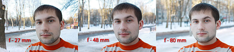 Портрет снят на разных фокусных расстояниях